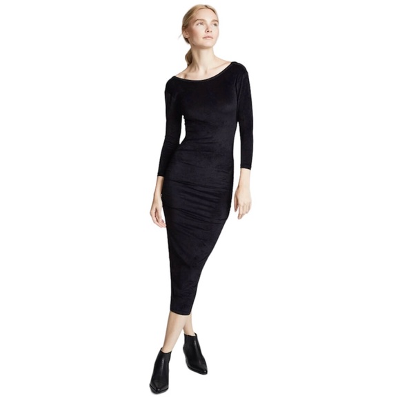 NWT JAMES PERSE Fitted Low Back Velvet Dress in Black XS - Picture 8 of 13